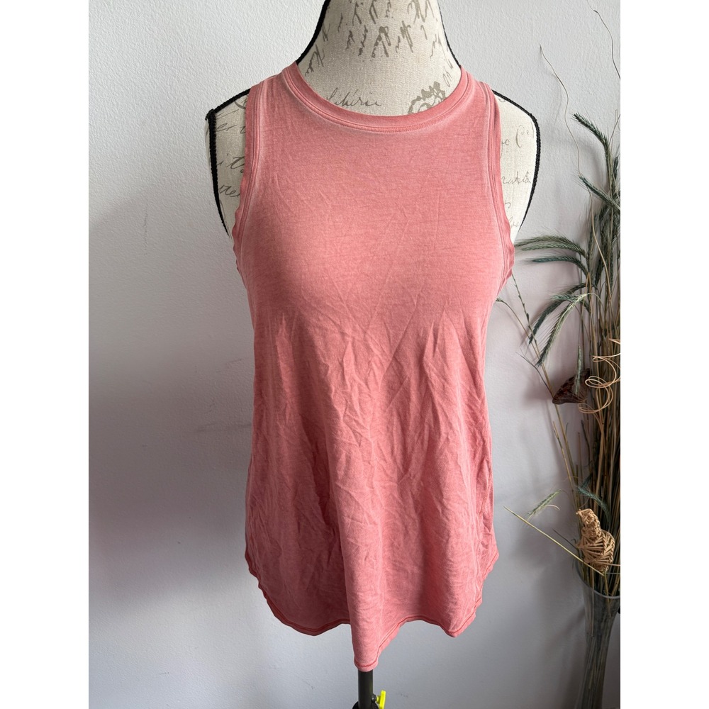 Lululemon Womens Open Split Back High Neck Activewear Tank Top Coral Pink